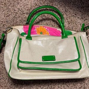 Kate Spade large tan greened lined purse